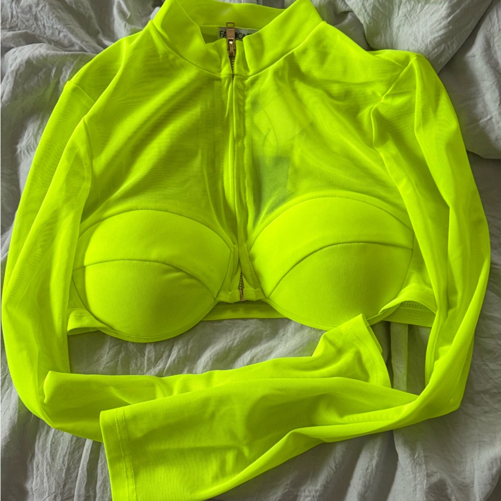 Fashion Nova, Believe Me Mesh Pant Set size XS Lime Green
